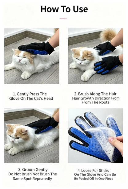 2 in 1 Pet Grooming Glove Brush Hair Remover Massage Comb for Dogs and Cats Efficient Shedding Fur Removal Pet Care Accessory