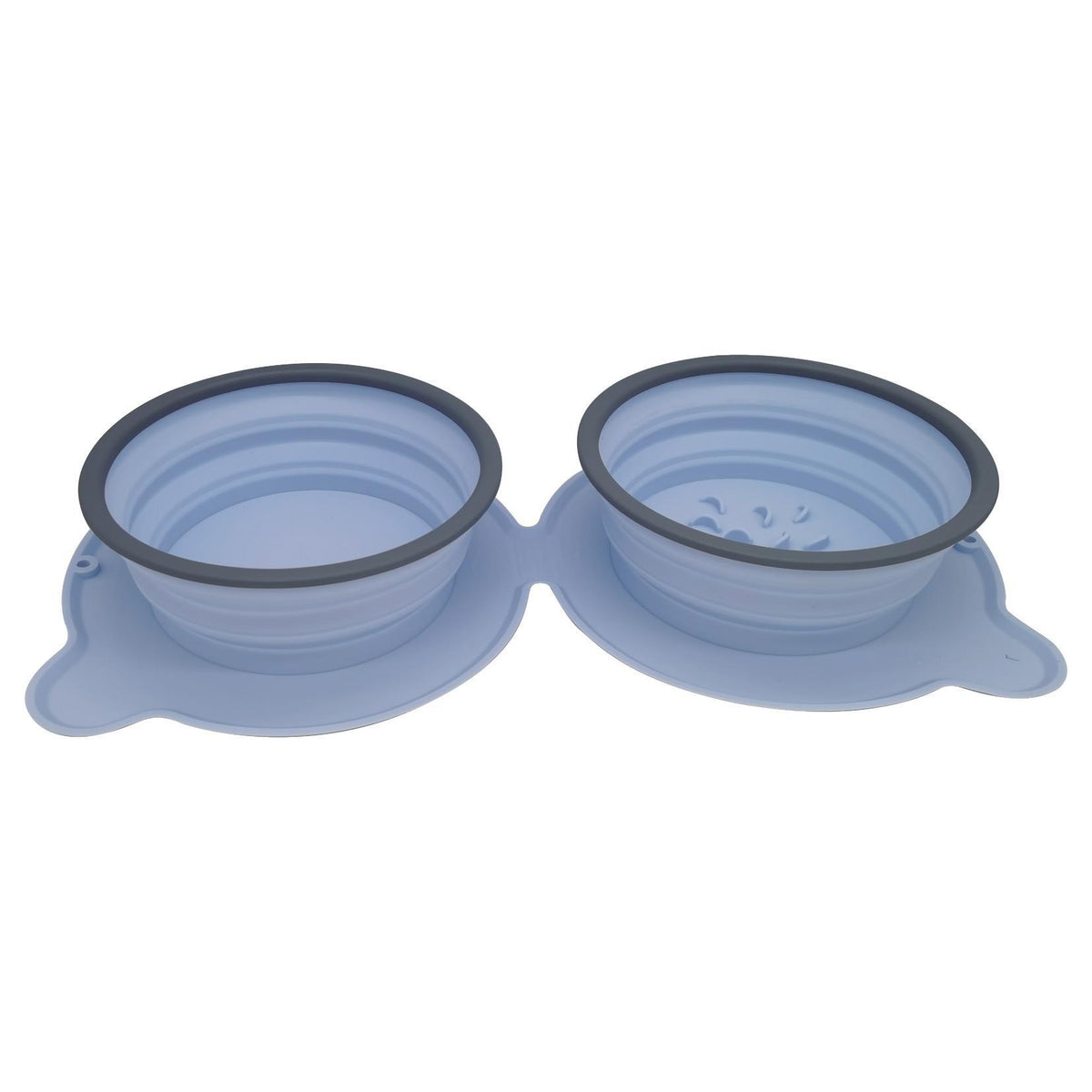 Portable Silicone Double Dog Food Bowls - Foldable Non-Slip Cat Feeding Bowl for Travel and Outdoor Use