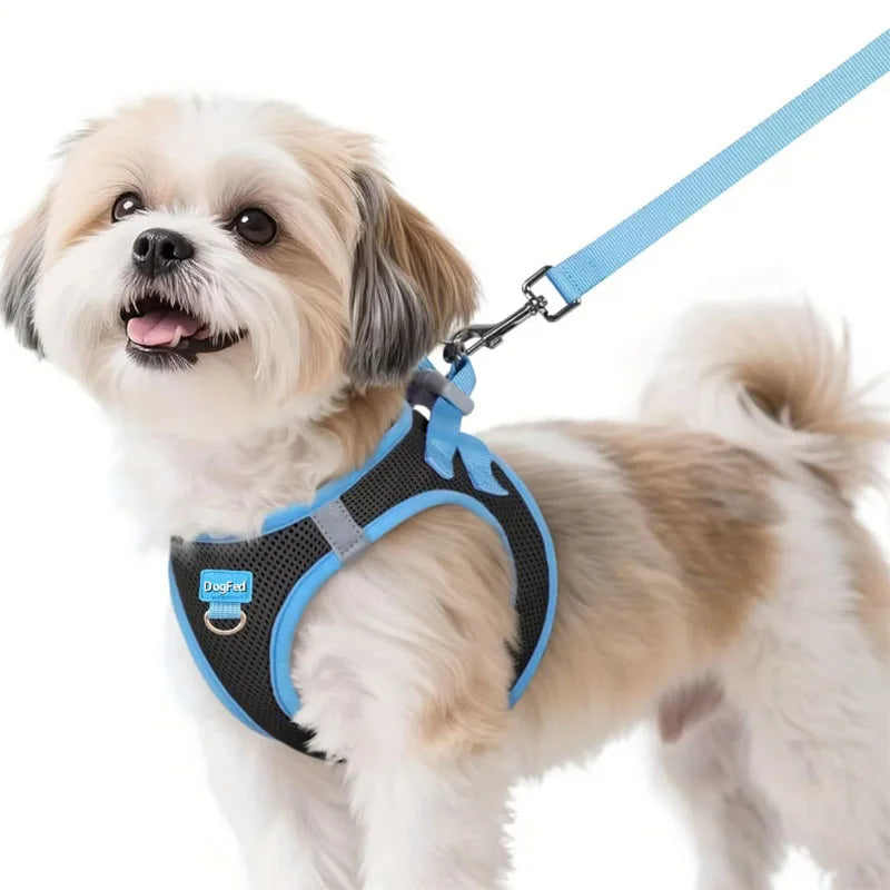 Dog Harness and Leash Set, Soft and Breathable Puppy Vest, Reflective Pet Harness for Night Use, Suitable for Small Dogs