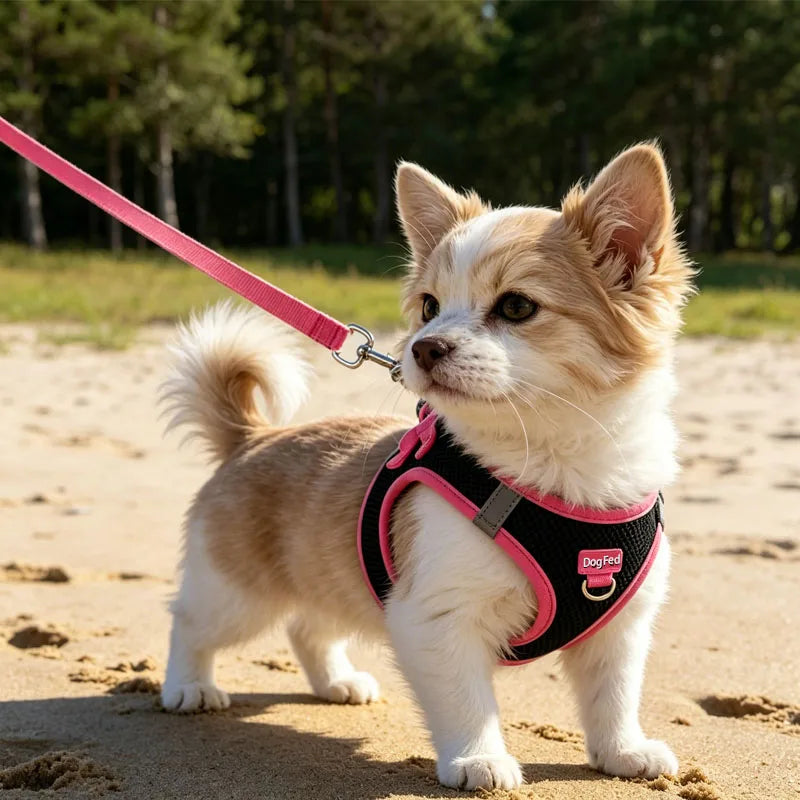 Dog Harness and Leash Set, Soft and Breathable Puppy Vest, Reflective Pet Harness for Night Use, Suitable for Small Dogs
