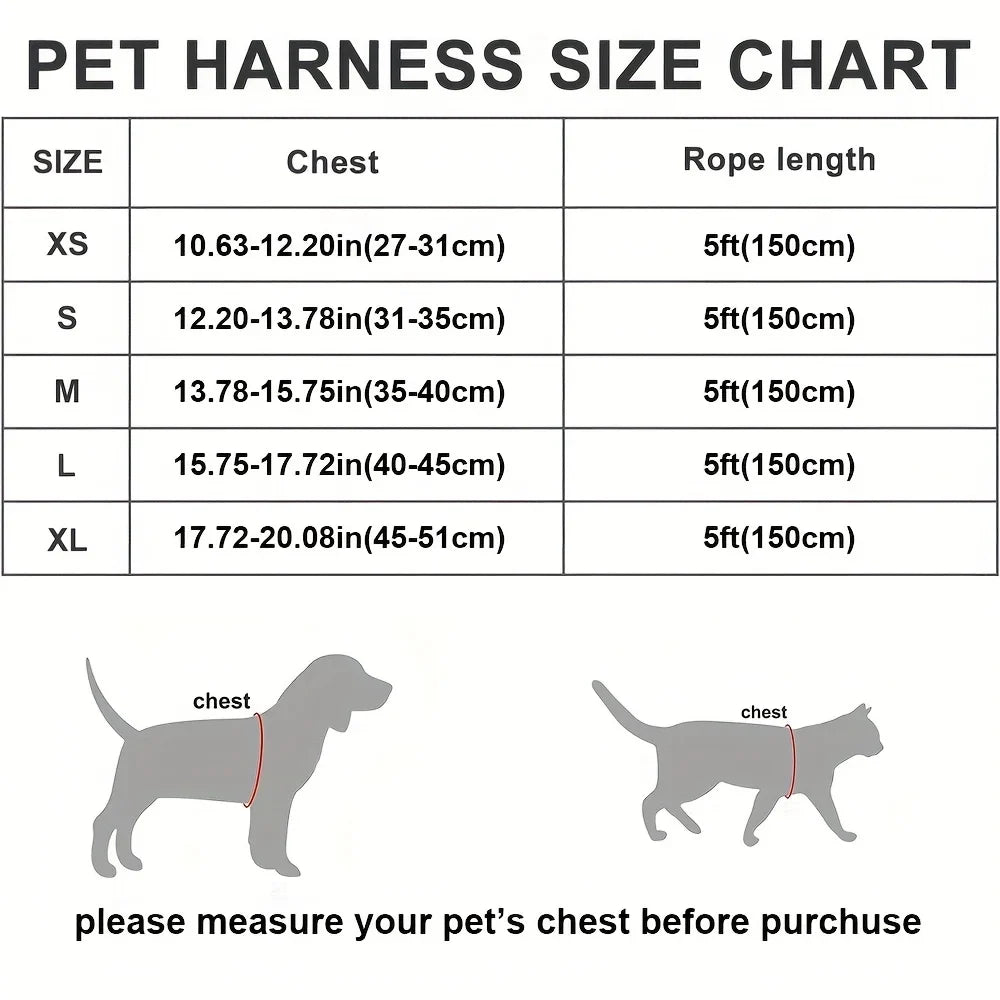 Dog Harness and Leash Set, Soft and Breathable Puppy Vest, Reflective Pet Harness for Night Use, Suitable for Small Dogs
